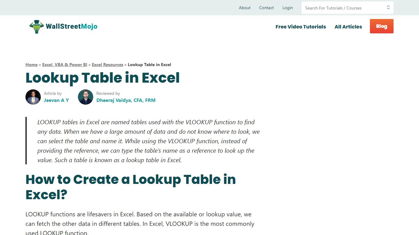 Top 3 Methods to Create Lookup Table in Excel - WallStreetMojo
